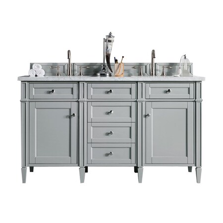 James Martin Vanities Brittany 60in Double Vanity, Urban Gray w/ 3 CM Arctic Fall Solid Surface Top 650-V60D-UGR-3AF